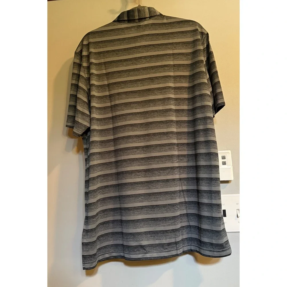 Adidas Golf Polo Mens XL Grey Black Striped Short Sleeve Performance HR7981 New
